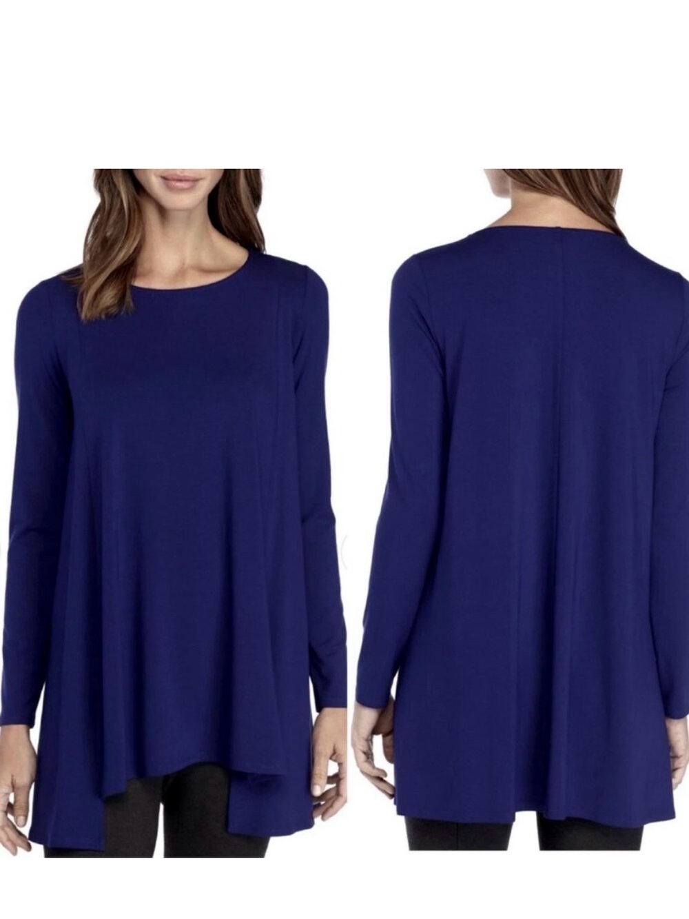 Eileen Fisher Navy Long-Sleeve Swing Top - Picture 7 of 7